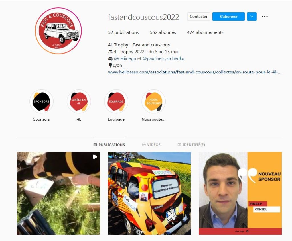 Fast and couscous 2022 sur instagram - 4L Trophy