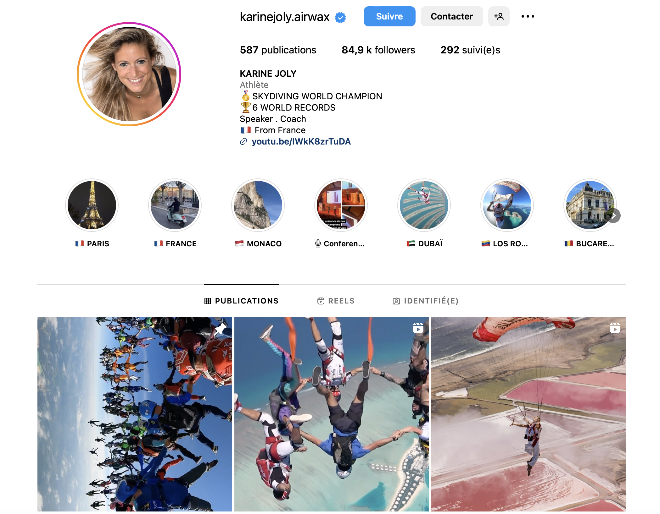 page instagram de karine joly