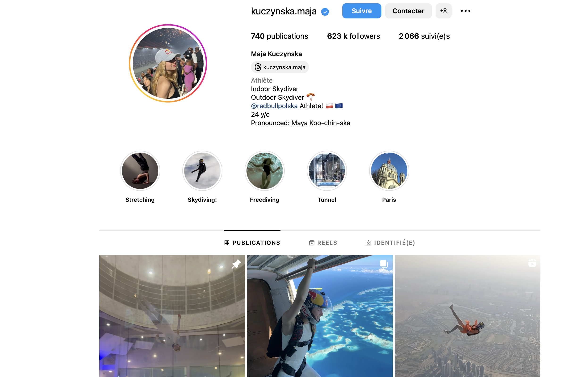 page instagram de maja Kaczyńska